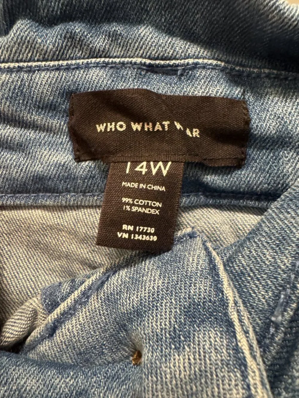 Who What Wear Jeans Women's Size 14W, Blue, Denim, Tapered, Belted, High Rise